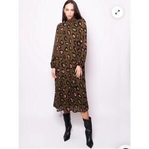 B24 Essentiel Antwerp Leopard Dress Womens 8 Model Off Duty Hailey Bieber Style